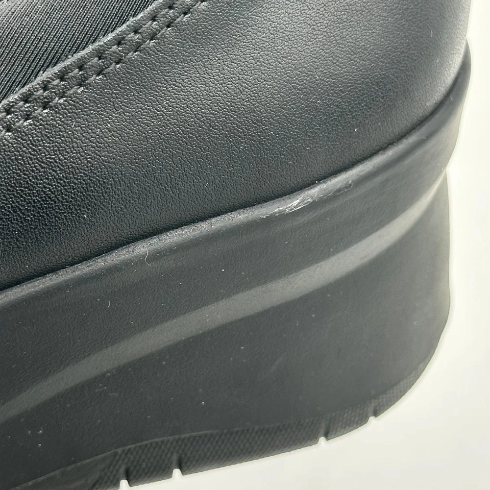 NWD Clarks Suttyn Walk Black Leather Wedge Slip On Shoes Womens Size 8.5 Comfort